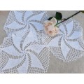 3 white pin wheel doilies - crochet - 29cm