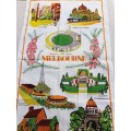 Linen tea towel - souvenir of Melbourne  - 72 x 46cm