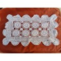 White machine crochet tray cloth 40 x 27cm
