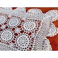 White machine crochet tray cloth 40 x 27cm