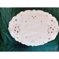 White embroidered tray cloth 45 x 32cm - linen