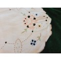 White embroidered tray cloth 45 x 32cm - linen