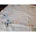 Cream, linen, embroidered tablecloth - square - 88 x 88cm