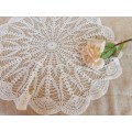 Large, round white crochet doily/doilie - cotton - 51 cm