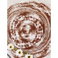 Brown and white crochet doily 42cm