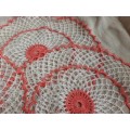 3 pink and white doilies 32-37cm