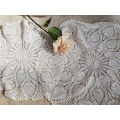 Large crochet doilies 35 and 48 cm - white cotton - pineapple design