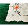 Embroidered tray cloth - linen - cream  25 x 41 cm