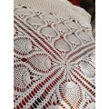 Large, crochet tablecloth/ bed cover - white - 200 x 226 cm  - cotton