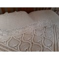 Large, crochet tablecloth/ bed cover - white - 200 x 226 cm  - cotton