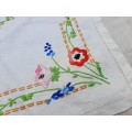 Embroidered tray cloth - cream - 46 x 28 cm - slight stain