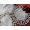 Set of 3 linen and crochet doilies - beige/ ecru colour  2x 20cm and 1 x 26cm