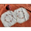Two embroidered doilies - round - 20cm
