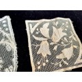 Handmade lace - two small pieces  -  6x 6cm and 8 x 8xm