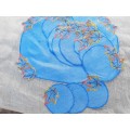 Set of 13  blue embroidered mats