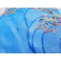 Set of 13  blue embroidered mats