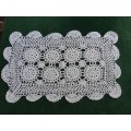 White cotton crochet tray cloth 24 x 40 cm