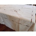 White cotton tablecloth with colourful embroidery - 164 x 126 cm