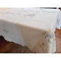 White cotton tablecloth with colourful embroidery - 164 x 126 cm