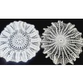 Two large round doilies - white - 37 and 35cm