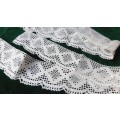 Two pieces of vintage lace trim - white - 5cm wide - 33 and 57 cm long