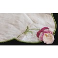 Linen embroidered tray cloth - 46 x 32 cm