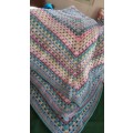 Crochet blanket, pastel colours, as new, 120 x 120cm