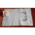 Small white linen tray cloth -  25 x 36 cm