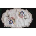 Linen tray cloth -  with horse and cart embroidery 49 x 30 cm