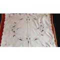 Linen embroidered tray cloth with grey embroidery -  52 x 38 cm