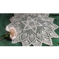 Large cream crochet doily doilie - acrylic 58cm - pineapple pattern
