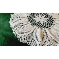 Large white crochet doilie, slilghtly ruffled 52 cm