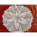 Round, white, knitted doily/doilie -45 cm