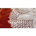 Round, white, knitted doily/doilie -45 cm
