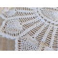Oval, white cotton crochet doilie 50cm x 58cm