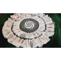 Large, frothy, layered crochet doilie, white 56cm