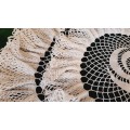 Large, frothy, layered crochet doilie, white 56cm