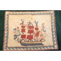Thick, completed tapestry of a sailing ship 45 x 34 cm