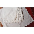 6 white cotton napkins with crocheted edge - cotton -  40 x 40 cm