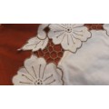 Lovely embroidered linen doily - 39cm