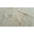 White square tablecloth with gold embroidery 108 x 108 cm - small hole