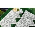 Two pieces of filet crochet edging - white - 38cm long and 22cm wide