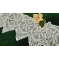 One piece of filet crochet edging - white - 85 cm long and 22cm wide