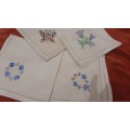 Set of 4 embroidered napkins - linen - 33 x 33cm