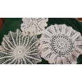 3 doilies - white - 23, 24 and 36cm diameter