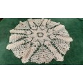 Crochet doily/doilie - 36cm - beige/ecru - ruffled