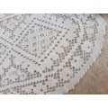 Hand knotted filet lace doilie mat - 30 x 20cm
