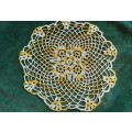 Yellow and white crochet doily doilie 28 cm