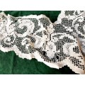 Hand knotted filet lace edging - damaged -