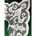 Hand knotted filet lace edging - damaged -